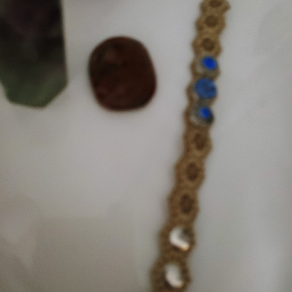 Magnolia and Vine | Tan Bracelet Blue Silver Snaps - Picture 5 of 8